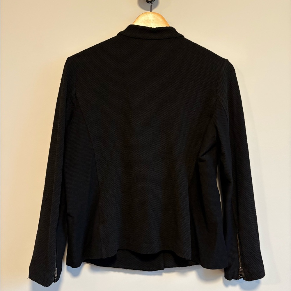 Eileen Fisher Textured Black Moto Jacket | Size Large Petite - Picture 6 of 9